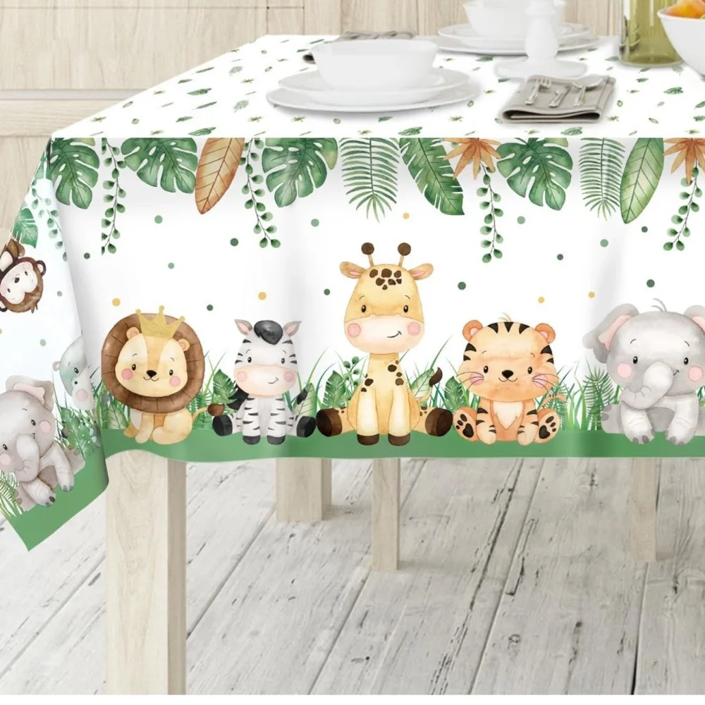 Baby Animal-Wild One-Birthday Party-Plates-Tablecloth-Spoons-All New-Sealed Pkgs